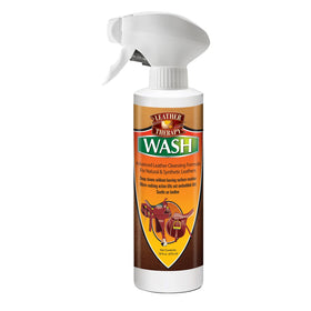 Leather Therapy front bottle view showing label and spray cap, easy application benefit