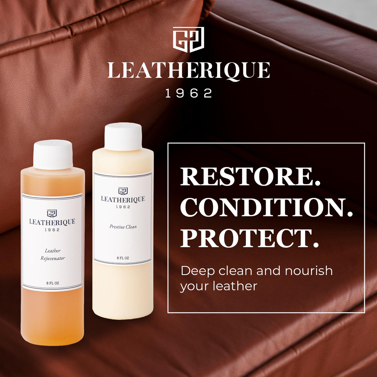 Leatherique bottles side by side highlighting 32 oz sizes and labels
