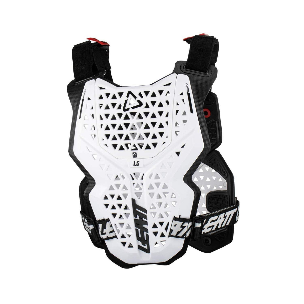 Leatt chest protector 1.5 on rider in trail setting showing lightweight mobility