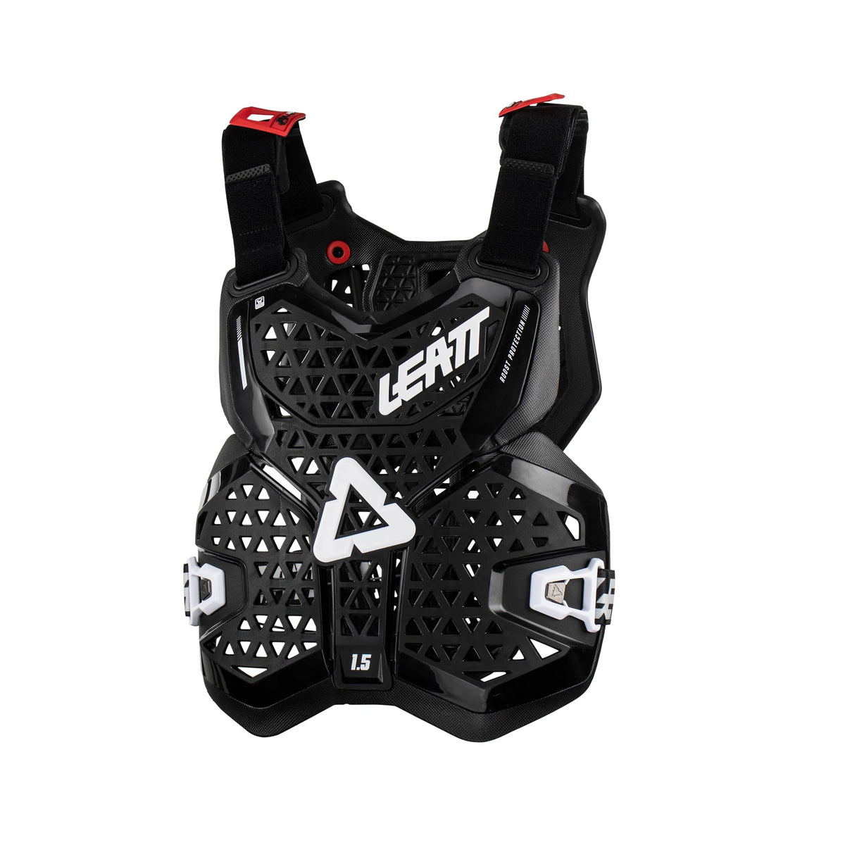 Leatt chest protector front view showing slim fit and easy layering benefit
