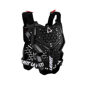 Leatt chest protector beside a jersey showing size and low-profile benefit