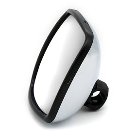 LEAVAN chrome mirror front view showing wide-angle glass and DOT compliance benefit