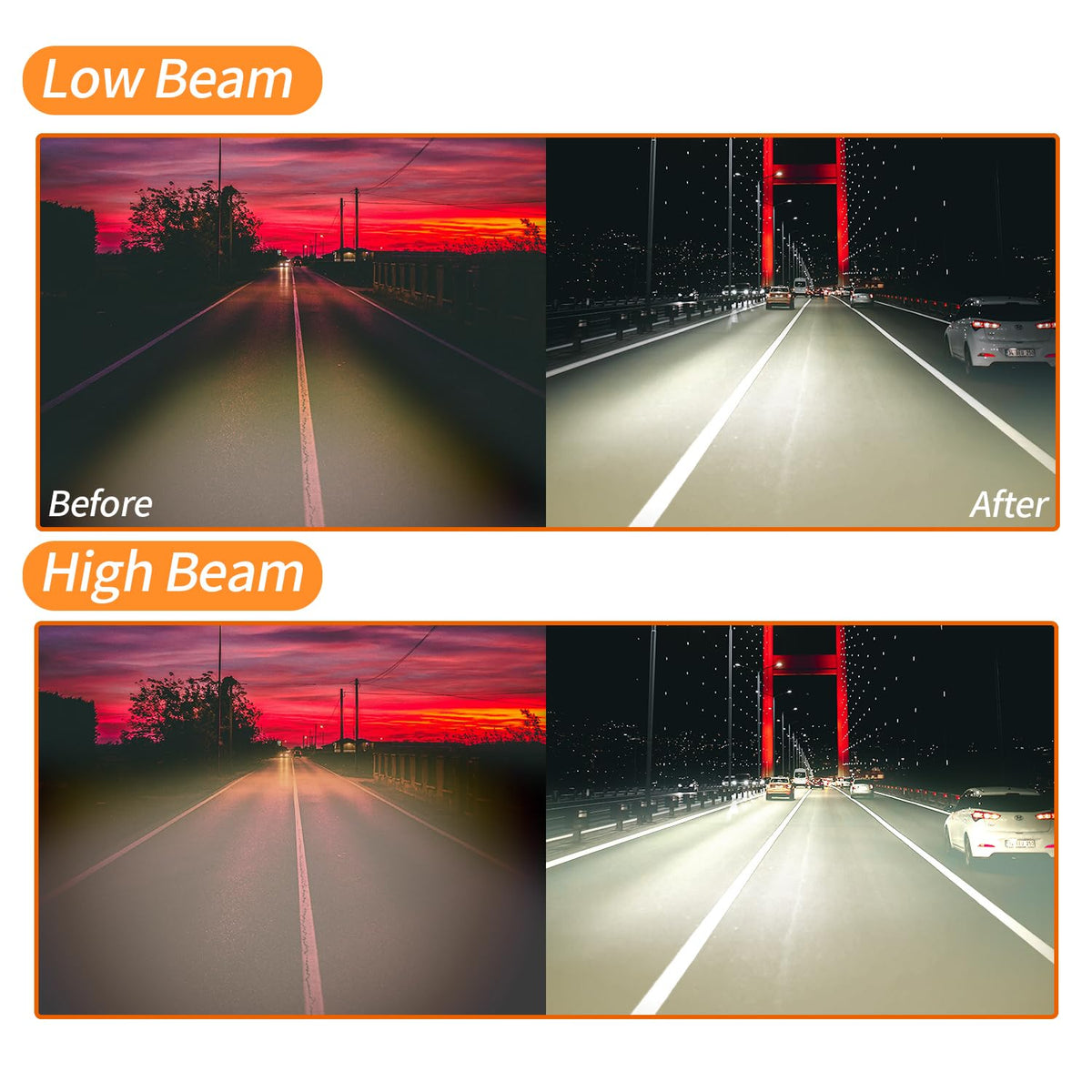 LEAVAN headlight next to ruler showing dimensions for simple fit verification