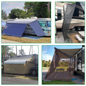 leaveshade lifestyle shot at campsite illustrating privacy and cooling
