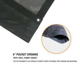 leaveshade 6-inch vinyl-lined pocket detail, eases crossbar installation