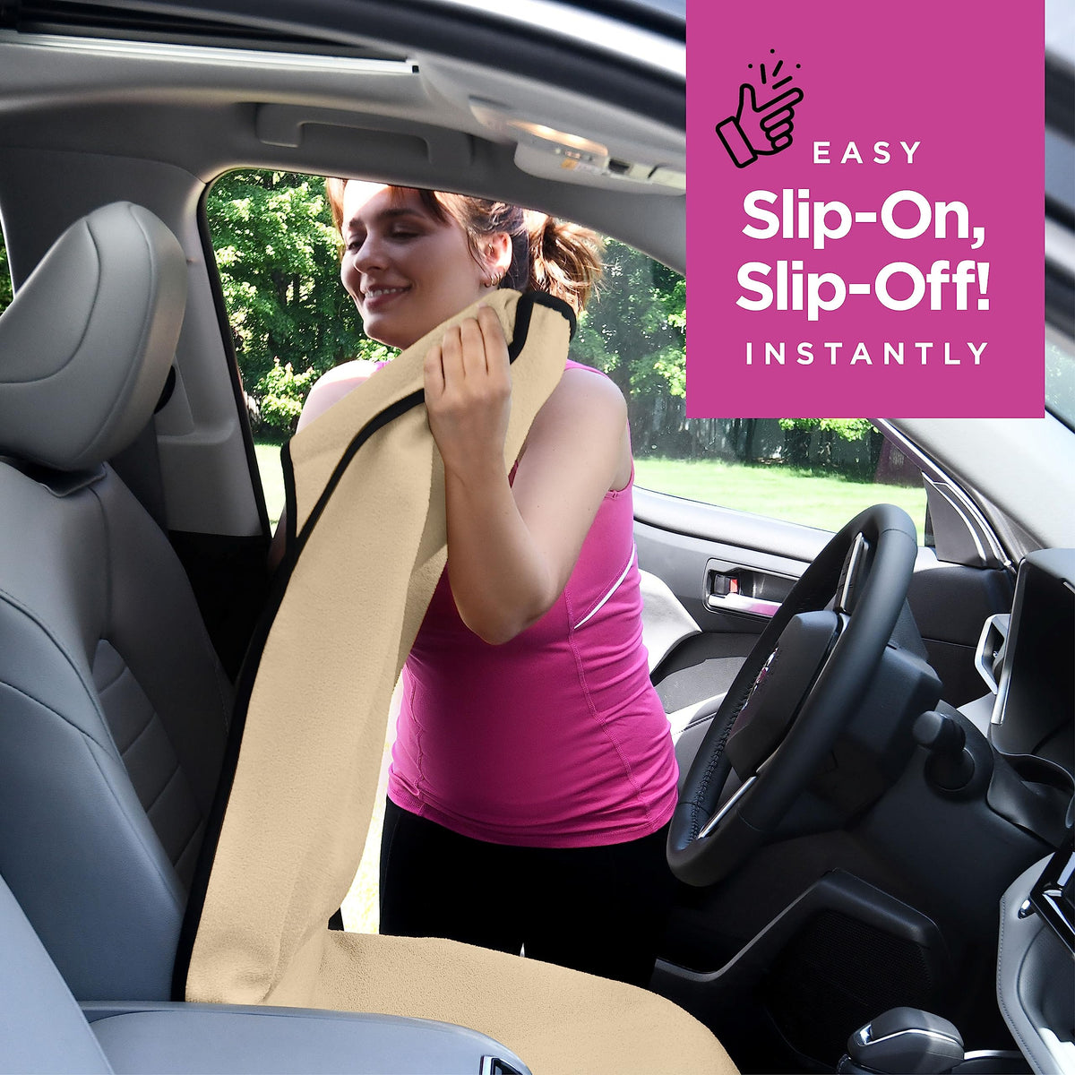 lebogner installed on car front seat showing secure anti-slip protection