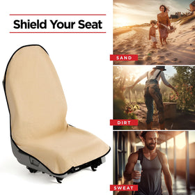 lebogner covering seat with pet sitting showing fur and dirt protection