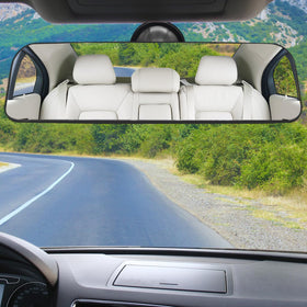 LECAMEBOR mirror beside ruler showing 11.8-inch length for wider visibility