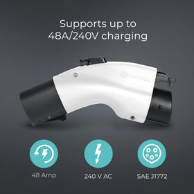 Lectron adapter connected to a J1772 vehicle illustrating fast charging option