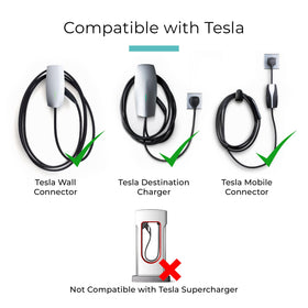 Lectron adapter plugged into Tesla charger demonstrating broader station access