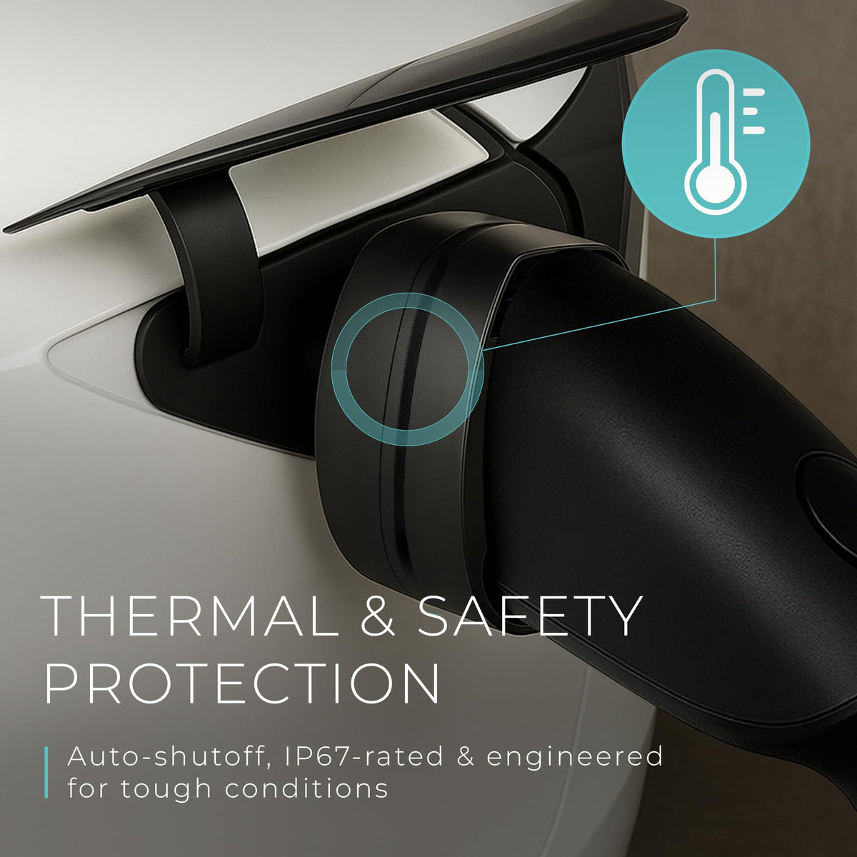 Lectron adapter weather seal closeup showing IP67 protection and outdoor reliability