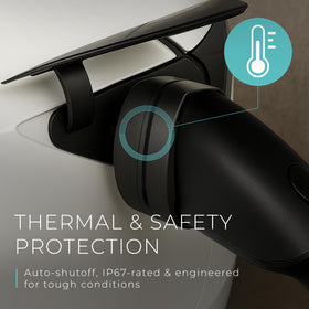 Lectron adapter weather seal closeup showing IP67 protection and outdoor reliability