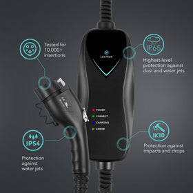 Lectron charging connected to EV port showing straightforward use and compatibility
