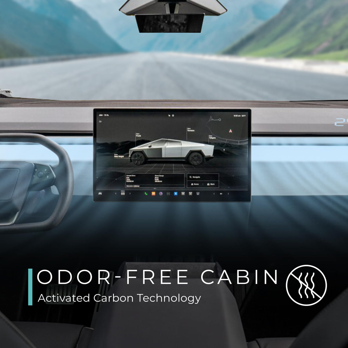 Lectron filter installed in Cybertruck housing ensuring direct-fit, easy replacement