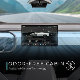 Lectron filter installed in Cybertruck housing ensuring direct-fit, easy replacement