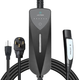 Lectron front view of portable charger showing controls and benefit fast switching