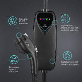 Lectron plugged into garage outlet showing convenient home charging