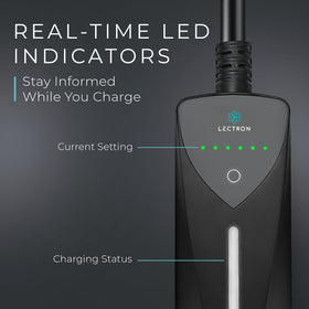 Lectron charging a Tesla in a home garage showing convenient everyday use