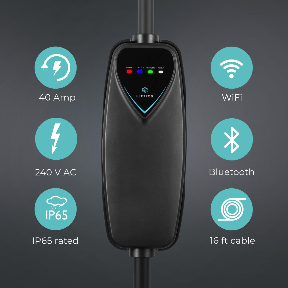 Lectron lifestyle driveway charging setup showing easy at-home Level 2 charging