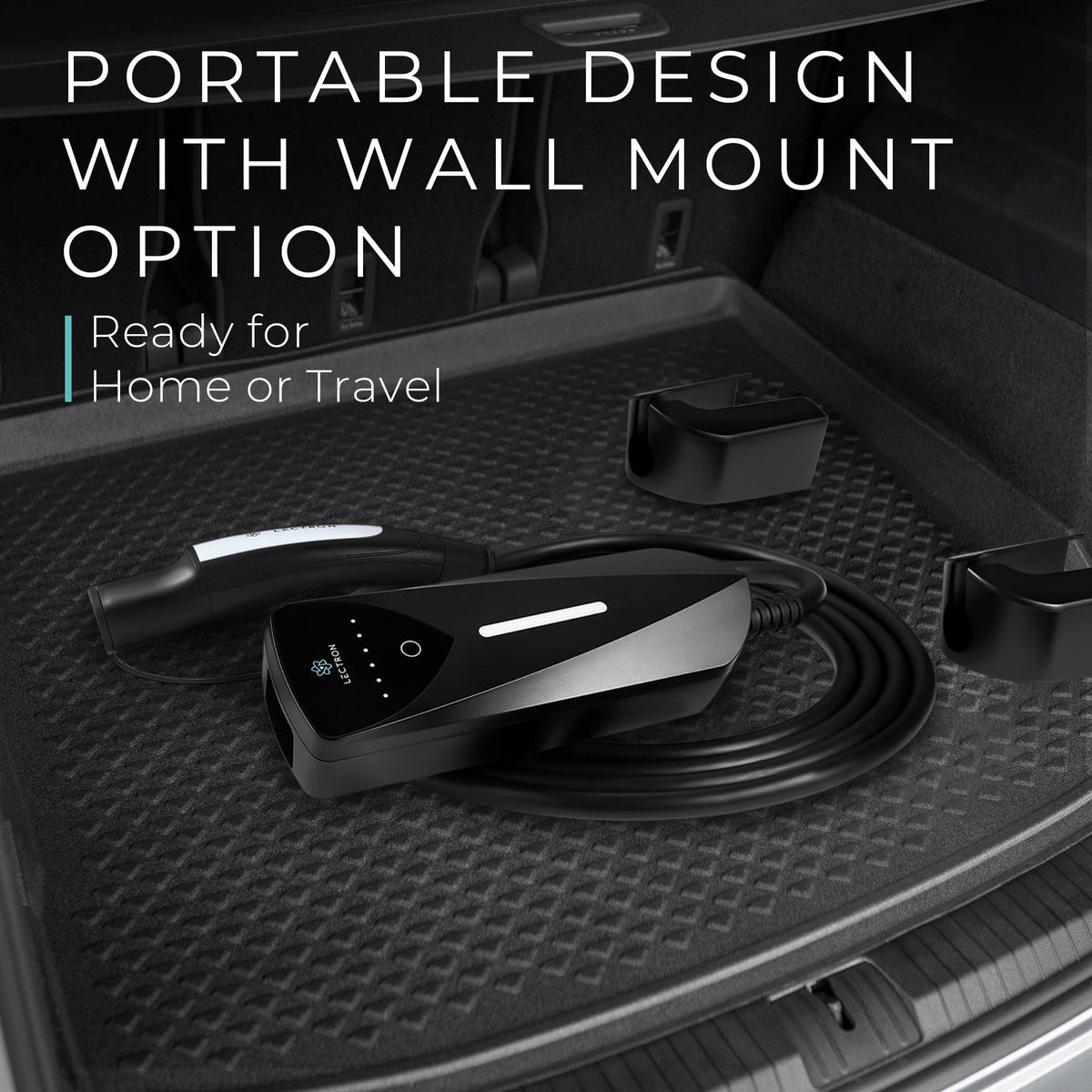 Lectron next to a hand for size comparison showing compact portable convenience