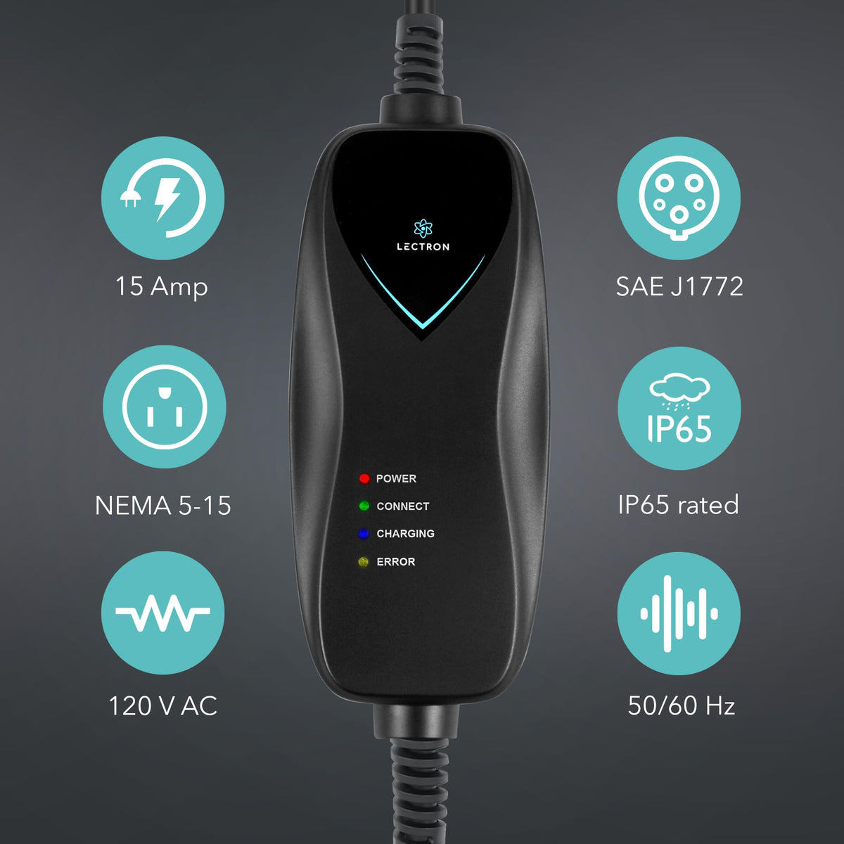 Lectron casing close-up showing IP65 weather resistance for outdoor use