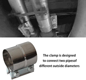 LEDAUT clamp installed on exhaust pipe demonstrating secure connection benefit