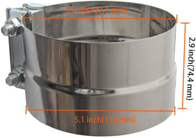 LEDAUT clamp installed on exhaust pipe showing leak-resistant connection benefit