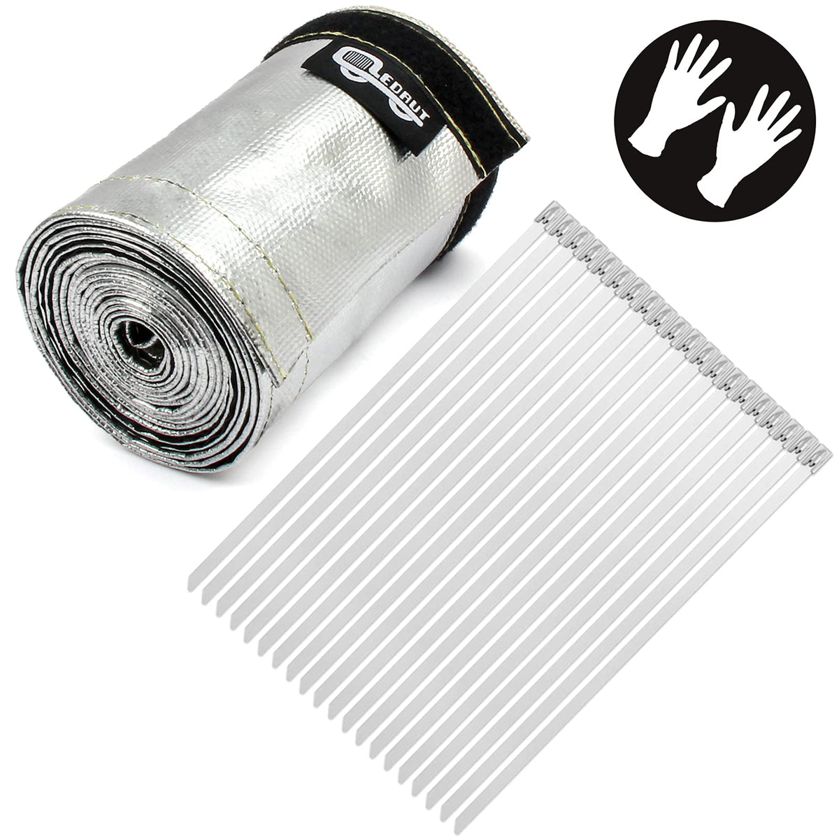 LEDAUT sleeve beside ruler showing 1.5 inch I.D. and 10ft length for fit clarity