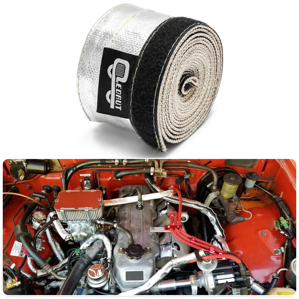 LEDAUT in-garage lifestyle image of a mechanic wrapping hoses, demonstrating easy DIY installation