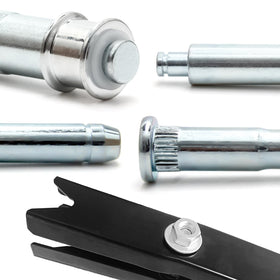 LEDAUT spring and E-clip detail, highlighting secure retention and adjustable spring length