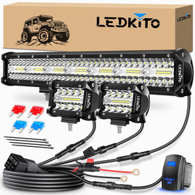 LEDKITO 20in light bar front view showing bright beam and increased visibility