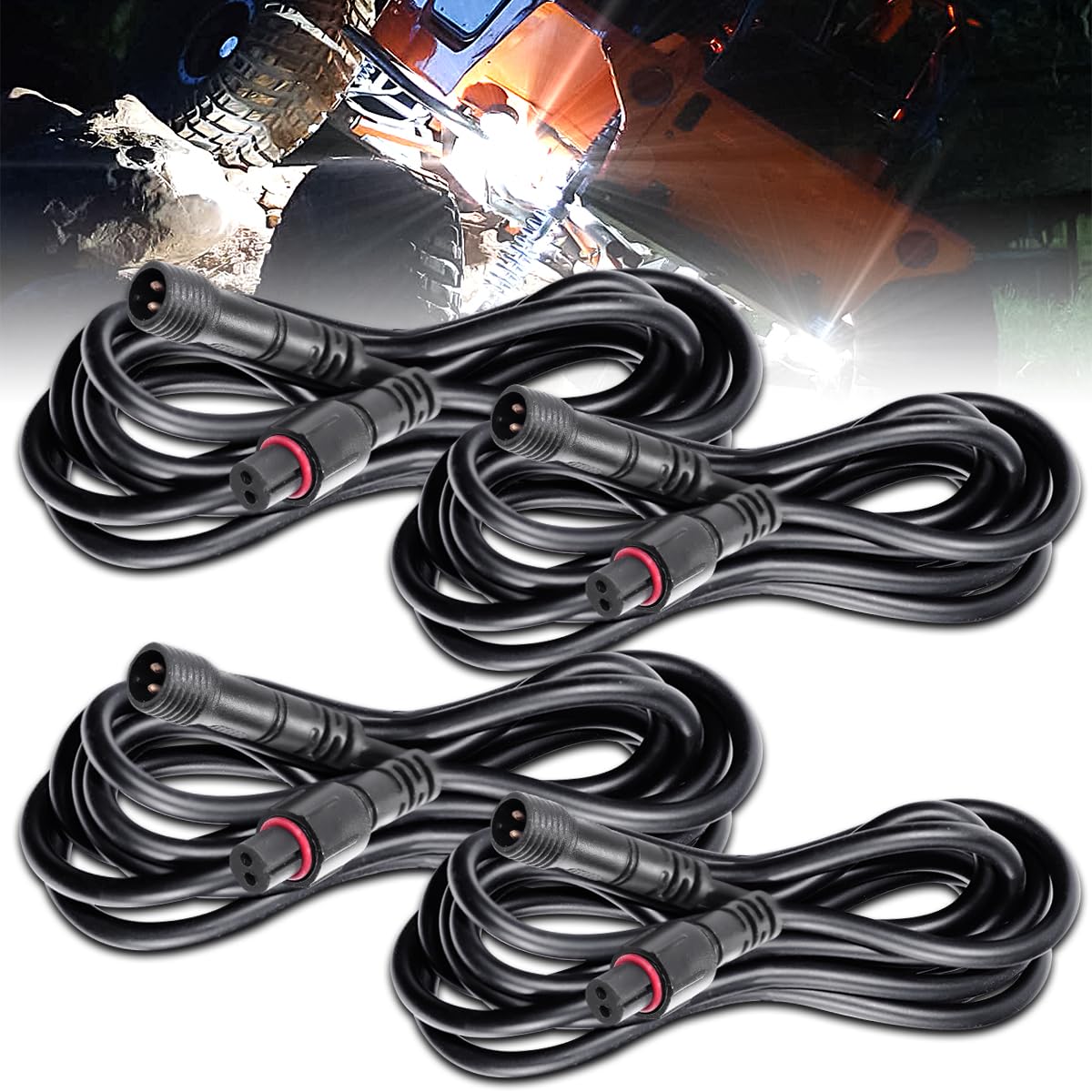 LEDMIRCY front view of 4-pack extension cables showing product and packaging benefit ease
