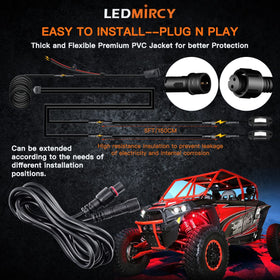 LEDMIRCY extension cable routed under truck wheel well showing clean remote mounting