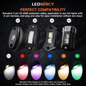 LEDMIRCY installed rock lights illuminating offroad vehicle at night for enhanced visibility