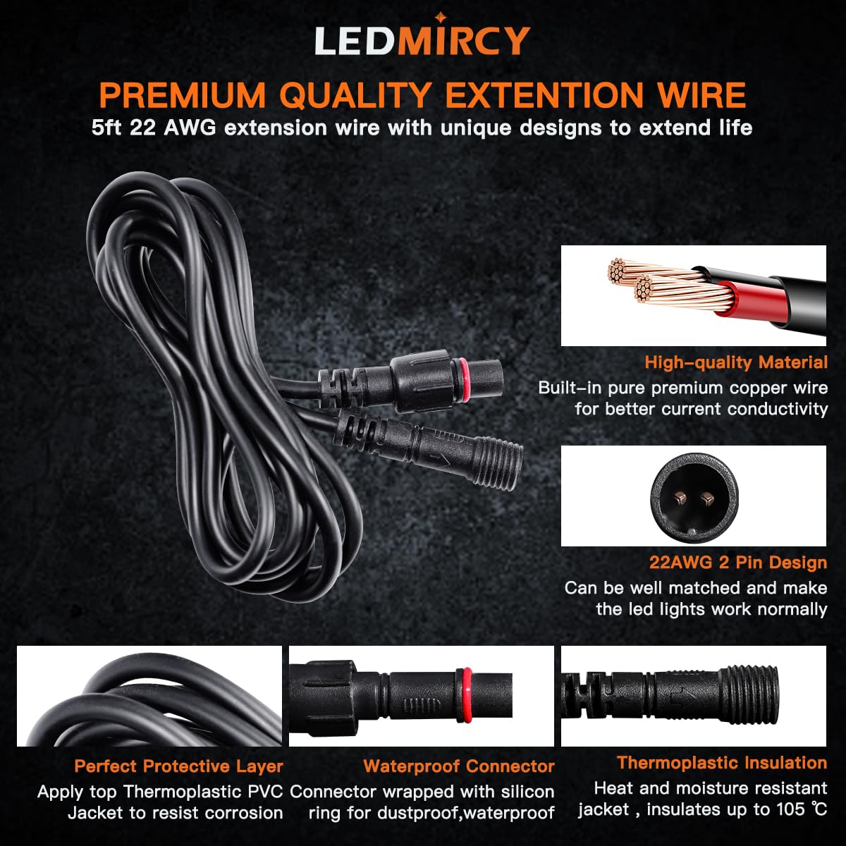 LEDMIRCY male connector plugged into a rock light demonstrating secure plug-and-play benefit