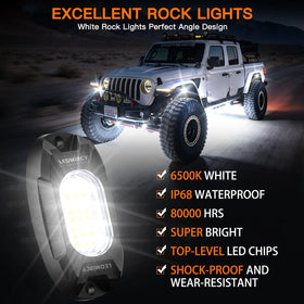 LEDMIRCY R6 next to a hand for size comparison emphasizing compact, high-power rock light