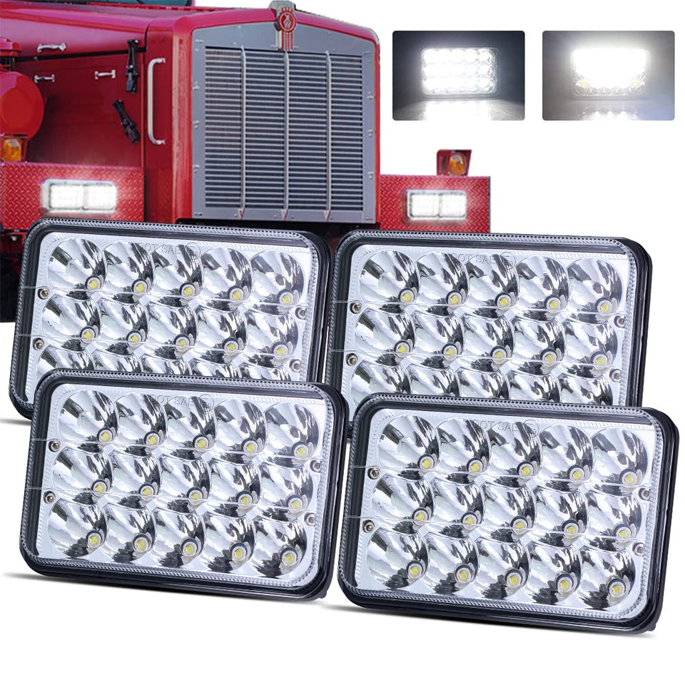 LEDUR front view of 4x6 sealed beam showing brightness benefit
