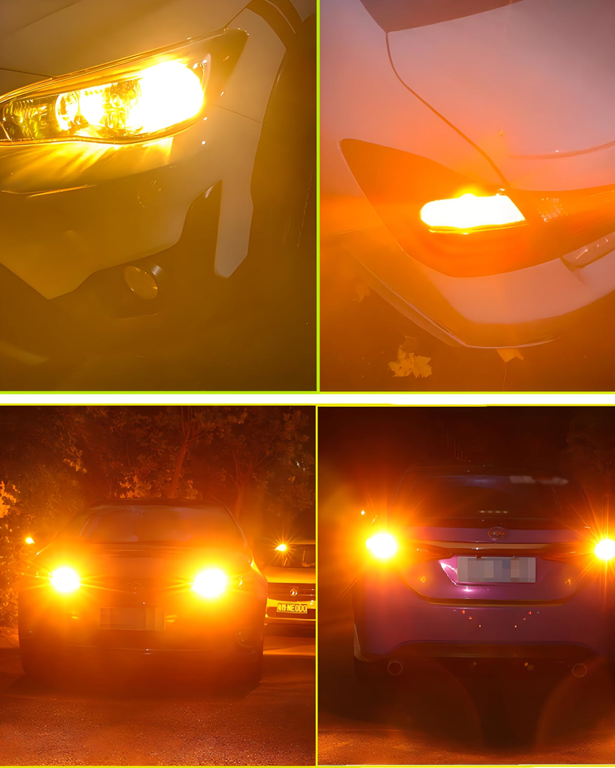 LEDYOTRY 7440 beam on road at night showing clear amber signal visibility benefit