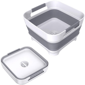 Leemeimei front view showing folded and expanded basin for compact storage benefit