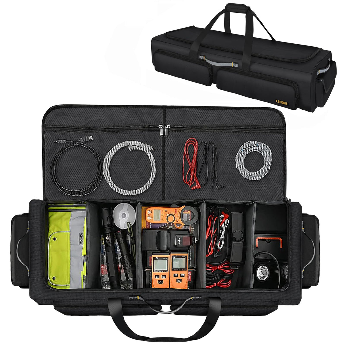 LEFOR·Z front view of underseat storage bag showing neat compact design and accessible pockets