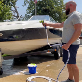 Legacy Manufacturing SmartFlex in use at RV spigot demonstrating all-weather flexibility benefit