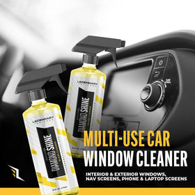 Legendary Car Care size comparison next to hand showing convenient 16oz portability benefit