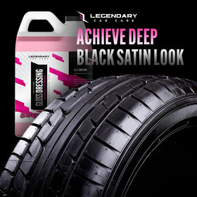 Legendary Car Care on tire sidewall producing wet gloss and no sling