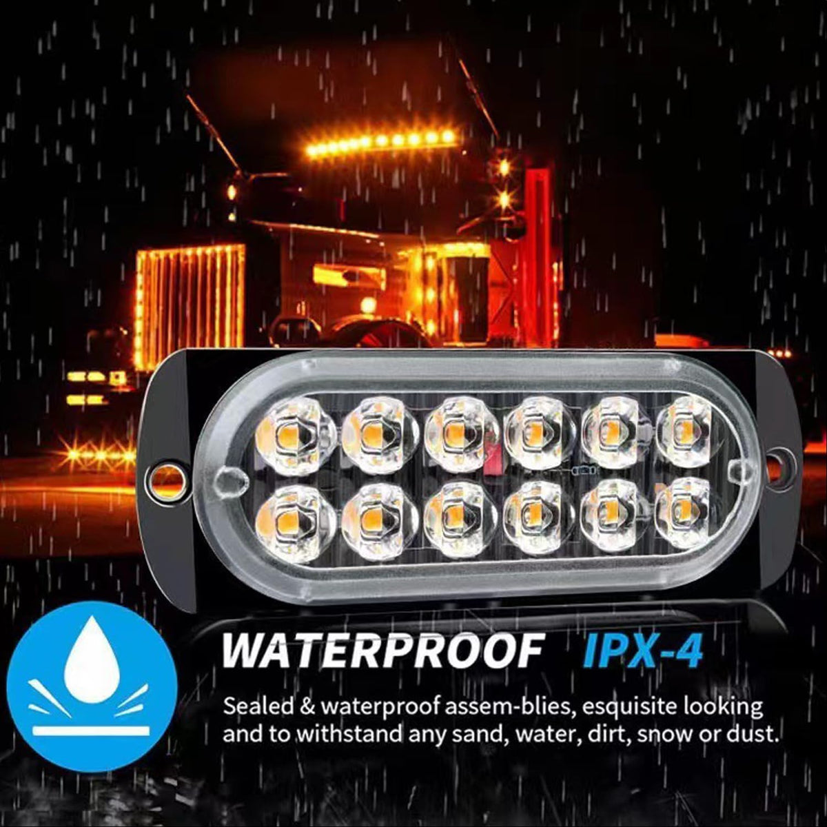 Leiboow strobe mounted on pickup bed improving roadside visibility