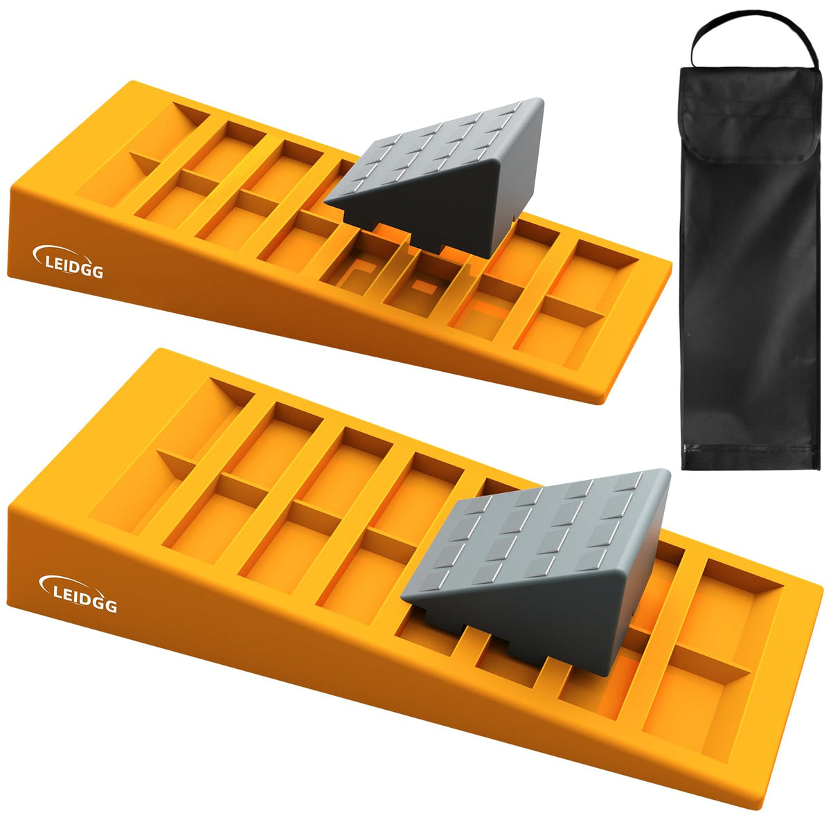 LEIDGG front view of blocks showing stackable design and durability
