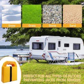 LEIDGG pads used at campsite stabilizing RV for safer setup