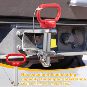 LEIFIDE pin installed in trailer drawbar illustrating stable towing connection and secure fit