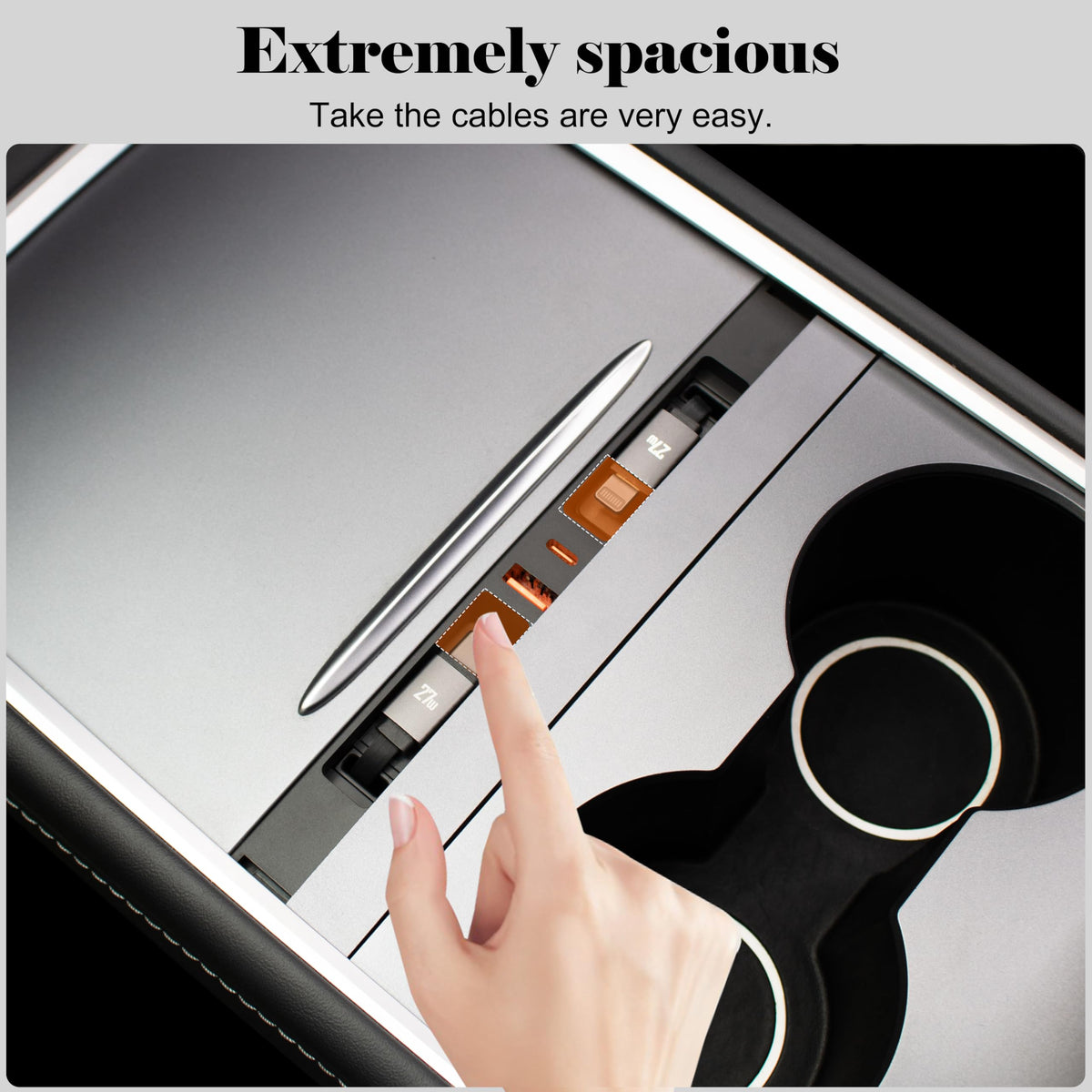 Leikaendi charging a smartphone in console, faster convenient charging