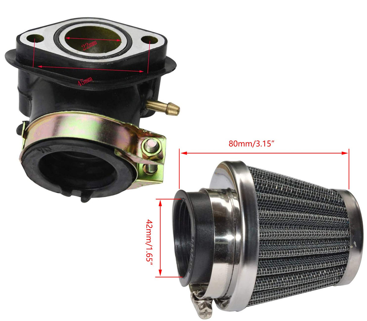 LEIMO KPARTS carburetor beside ruler to show scale and verify installation space
