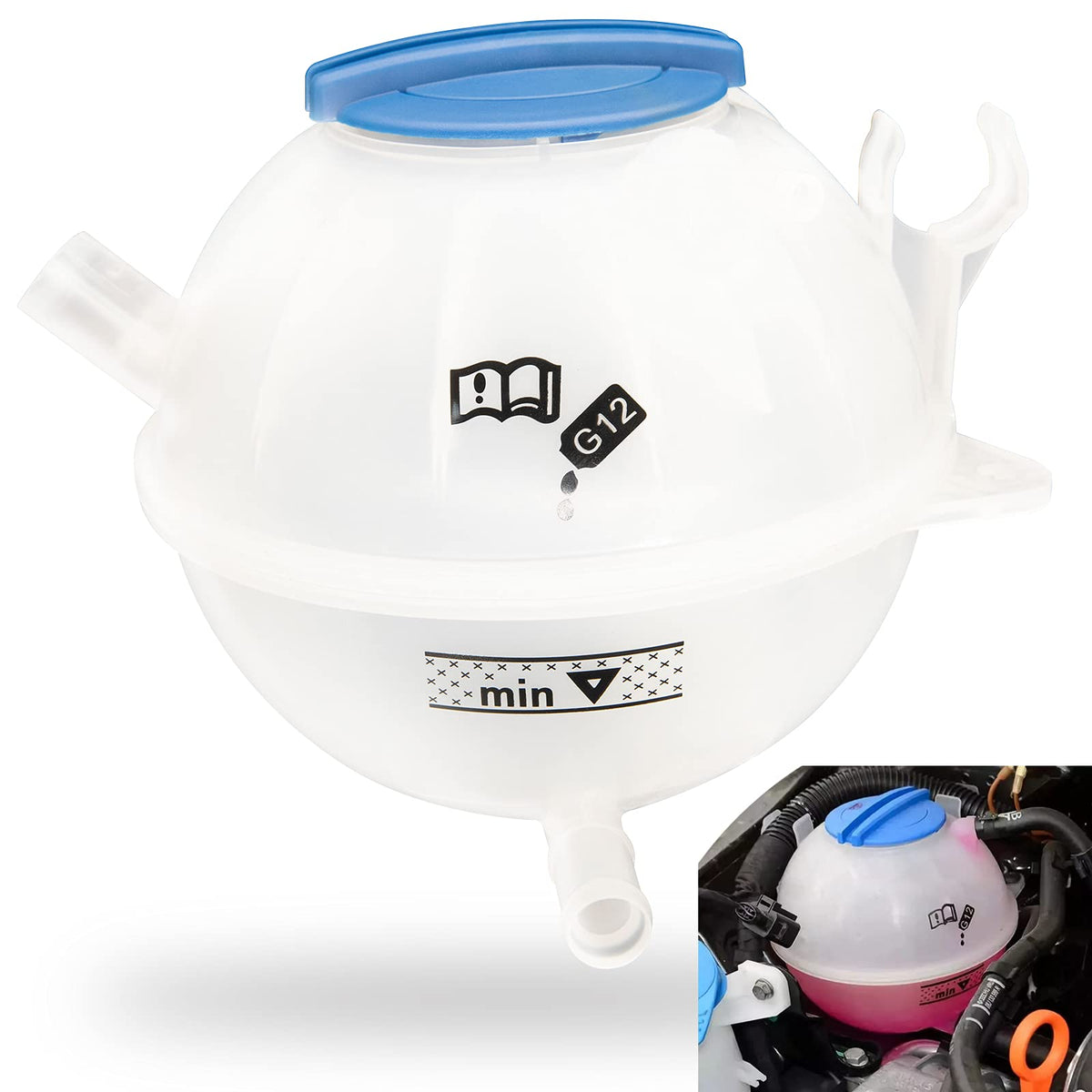 LEIMO KPARTS front view reservoir; visible mounting points for easy replacement